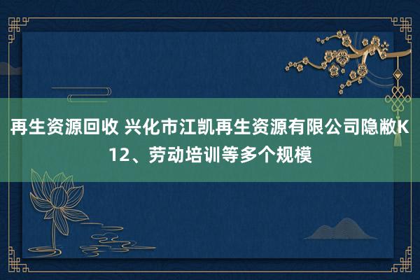再生资源回收 兴化市江凯再生资源有限公司隐敝K12、劳动培训等多个规模